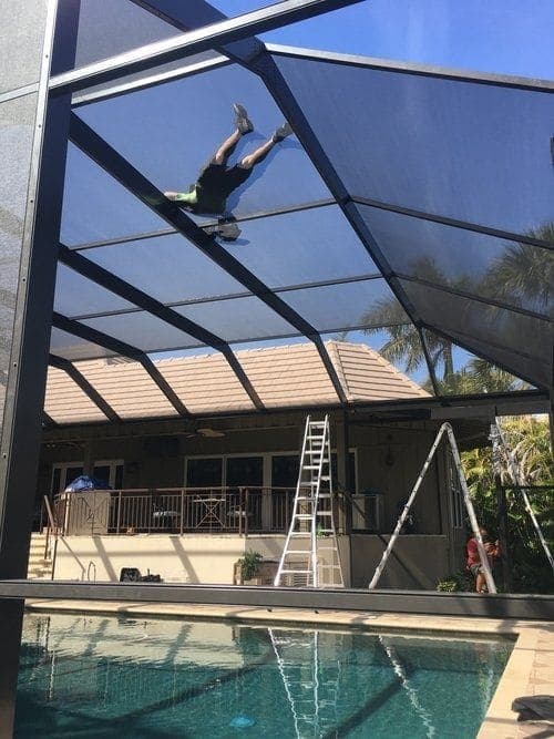 Pool cage screen repair on Anna Maria Island